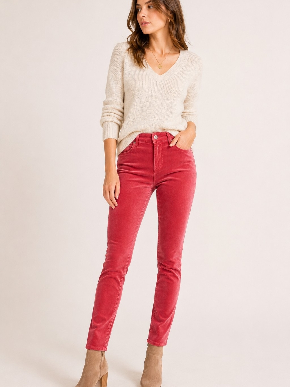 Rag & Bone Red Velvet Skinny Pants Size 28 NWT High Rise Stretch Designer